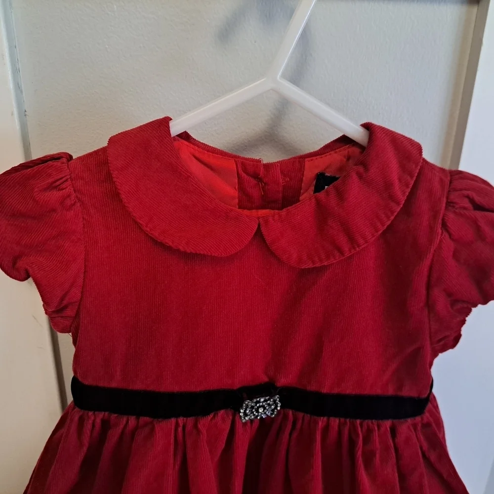 Ralph Lauren Baby Girls’ Red Corduroy Holiday Dress with Bloomers – Size 12M